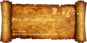 Miu Árvácska névjegykártya